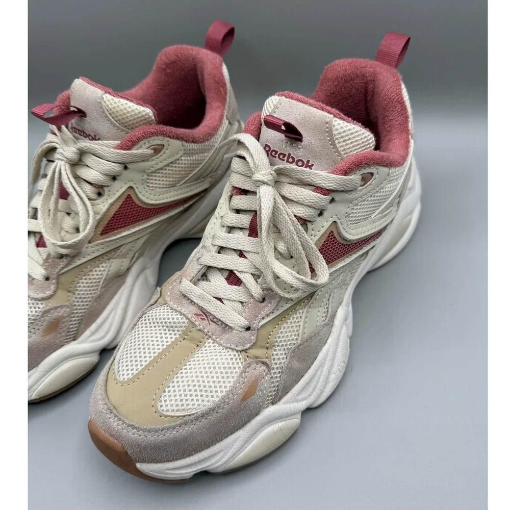 Reebok Royal Charge Women's Beige Maroon Chunky Sneakers Lifestyle Shoes Size 10